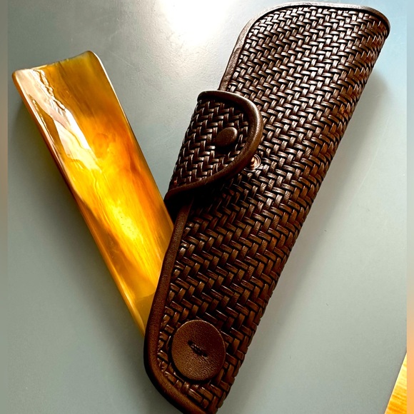 AUTHENTIC Ermenegildo Zegna Pelle Tessuta Pearl Shoe Horn w/ Leather Case,All Products : American Fashion Style Bags On Sale